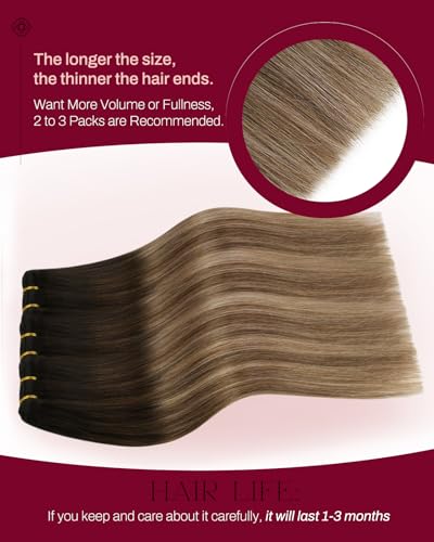 Image of Moresoo Human Hair Weft Extensions, Balayage Brown with Blonde | 18 Inch 100g, crafted with Remy human hair for easy blending, ideal for date nights, parties and dimensional waves
