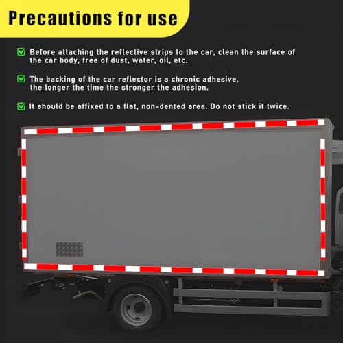 Image of 10 PCS Rectangular Safety Reflectors, Plastic Self Adhesive Safety Warning Reflective Stickers, Universal Stick-on Rear Safety Reflectors for Most Vehicles, Car Accessories (Red+White)
