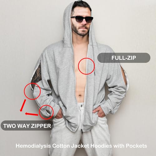 Dialysis Sweatshirts with Two Way Arm Access Zip，Unisex Dialysis Access Sweatshirt for Hemodialysis2