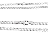 Panzerkette Hobra-Gold Massive Panzerkette Weißgold 585/14 Kt. WEISSGOLDKETTE - 50 cm – 55 cm HALSKETTE mit Karabiner