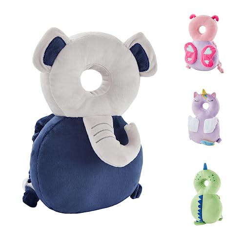 Image of Baby Back Potection Toddler Safety Protector Cushion Pad Toddler Backpack for Crawling Walking Adjustable Toddlers Back Safety Pad for Boys and Girls(Elephant)