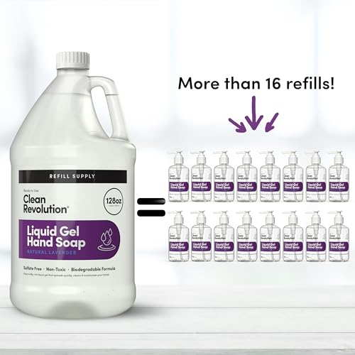 Image of Clean Revolution Liquid Gel Hand Soap Refill with Real Essential Oils - Sulfate-Free Gel Hand Wash, Moisturizing Bulk Refill, Non-Toxic Formula, Made in the USA (Natural Lavender) 128 Fl Oz