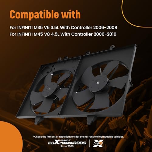 Image of maXpeedingrods Dual Radiator Cooling Fan w /Controller for Infiniti M35 | for 2006-2008, 21481EG00A for Infiniti M45 2006-2010, 21481EG01A 21481EH100