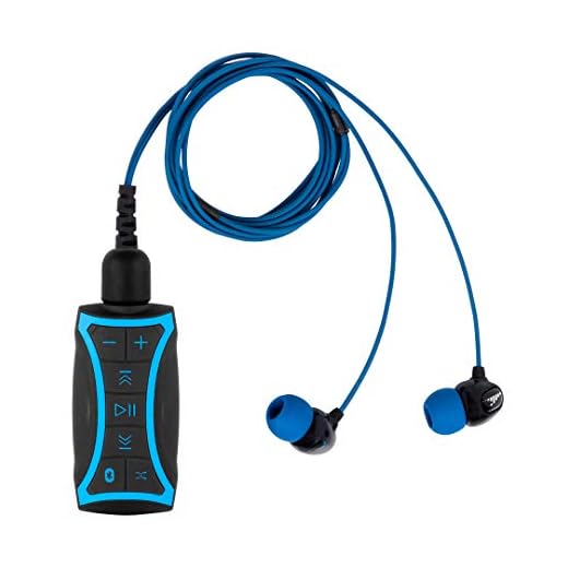 100% Waterproof Stream MP3 Music Player with Bluetooth and Underwater Headphones for Swimming Laps, Watersports, Normal Cord, 8GB – by H2O Audio