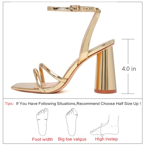 RIBONGZ Block Heels Prom Heeled Sandals for Women Chunky Square Open Toe Strappy High Heels Ankle Strap Wedding Bridal Shoes High Heel Sandals for Party Dress2