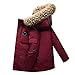 SKYWPOJU Piumino Invernale da Uomo in Piumino Vegano da Montagna Foderato in Pelliccia con Cappuccio Lungo Anorak Cappotto Imbottito (Color : Red, Size : XXL)