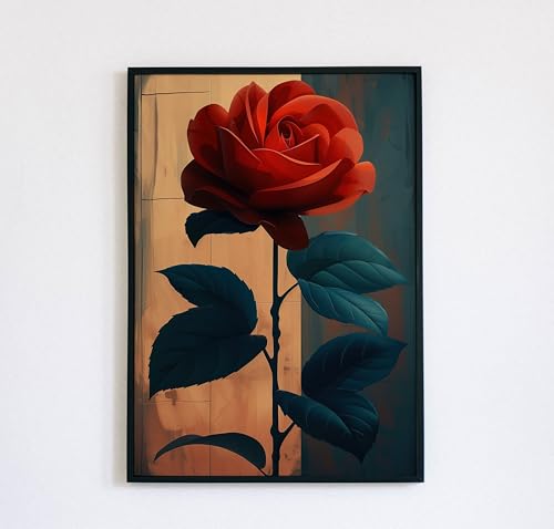 Estampe abstraite de rose rouge pour decoration murale salon et bureau