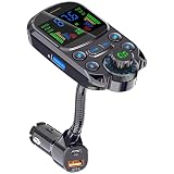 ILOKEY Colorful HD Lossless Sound Quality EQ Sound Adjustment Hands-Free Calling QC3.0 PS3.0 Fast Charge 1.5' Color Large Screen FM Microphone Bluetooth 5.3 Car Adapter