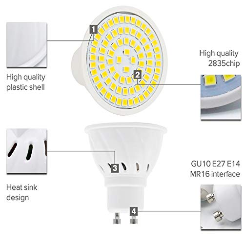 HHF LED Bulbs Lamps, 20pcs / Lot LED Lámparas 220V SMD2835 Bombillas Led Bombillas Ampolla LED del Bulbo del proyector Lampadas Luces (Color : MR16 220V, Color emisivo : Warm White)