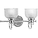 Progress Lighting 2-Light Clear Double Prismatic Glass Coastal Bath Vanity Light, Archie Collection, Indoor, P2991-15, Polished Chrome