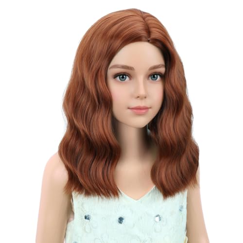 Image of PATTNIUM Kids Ginger Orange Wig Child Short Wavy Wig Dark Orange Wigs for Girls Cosplay Halloween Party Costume Heat Resistant Synthetic Wigs