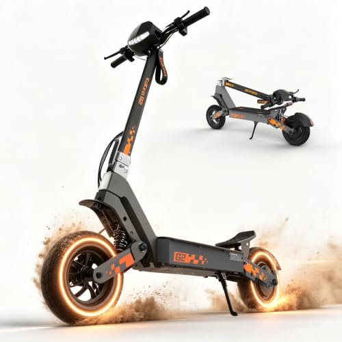 KuKirin G2 Electric Scooter for Adults 10-Inch Off-Road Vacuum Tyres Dual Spring Suspension 55km Long Range Folding Scooter with Dual Brakes & Touch Display