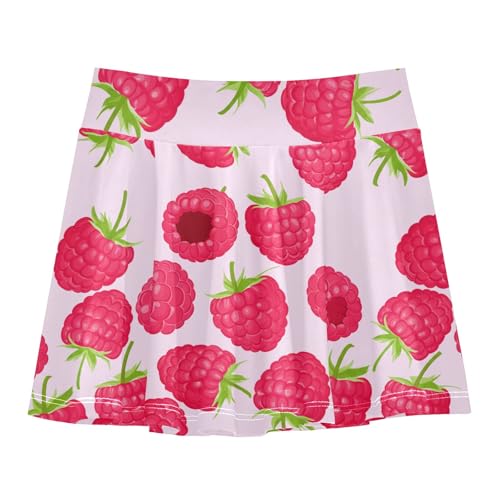 Tennis Skort for Girls Athletic Golf Skirts with Shorts Flowy Sport Cheer Skirt Red Raspberries Pink Size 11-12