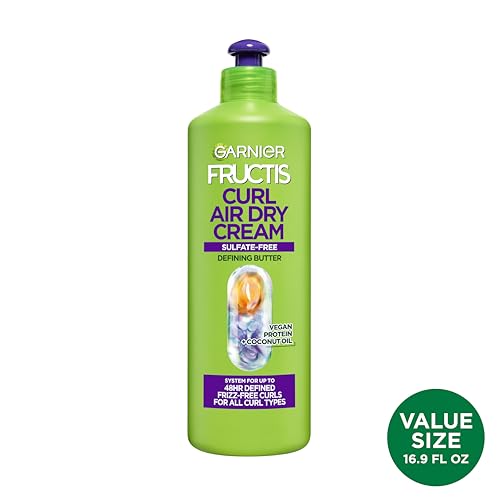 Garnier Fructis Curl Nourish Air Dry Cream XL Leave In Conditioner, Curl Defining Cream with...