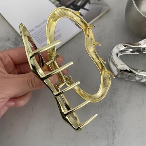 Pinza metálica grande para cabello, diseño nube dorada miniatura 7