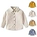 Kids Corduroy Shirts Toddler Boys Girls Button Down Long Sleeve Shackets Spring Lapel Neck Cute (White, 18-24 Months)