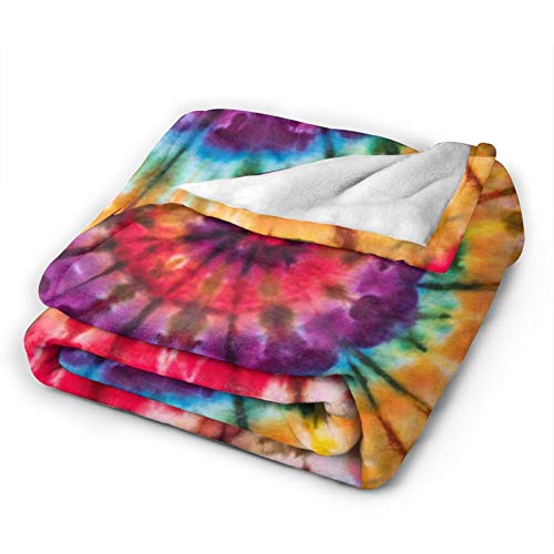 Blublu Tie Dye Colorful Rainbow Flannel Fleece Bed Blanket Throw Blanket Lightweight Cozy Plush Blanket For Bedroom Living Rooms Sofa Couch 50"X40" #TOP1