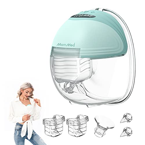 Image of MomMed Wearable Breast Pump, S21 Portable Hands-Free Electric Breast Pump, Painless Breastfeeding Breast Pump Can Be Worn in-Bra, with 3 Mode & 12 Levels, Leak-Proof Design & Low Noise, 24mm Flange