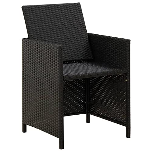 Chaises de jardin en polyrotin noir résistantes intempéries lot de 2 - 7
