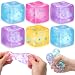 Gemscream 6 Pack Fidget Stress Cube Stress Ball Ice Cube Sensory Squeeze Blocks Anxiety Relief Sugar Balls for Party Favors Prizes Goodie Bag Stuffers (Blue White Snowflakes)
