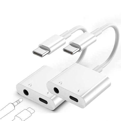 2 Pack USB C to 3.5mm Headphones Jack Adapter for iPhone 15 Dongle