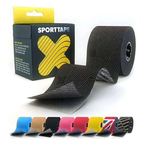 SPORTTAPE Extra Sticky Kinesiology Tape, 5cm x 5m - Platinum | Hypoallergenic, Waterproof K Tape | Physio, Medical Sports Tape for Muscle Injury, Support | Uncut - Single Roll Cover