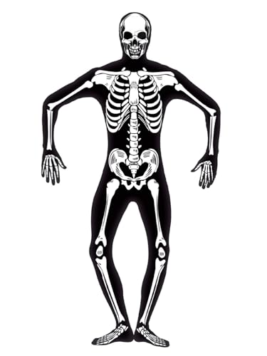 Costume seconde peau squelette phosphorescent Halloween adulte