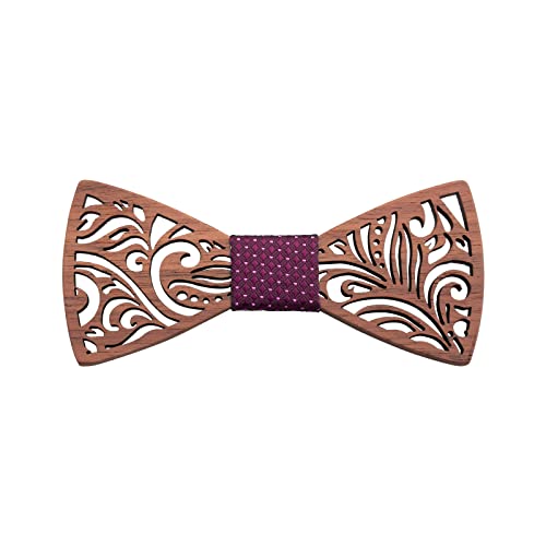 Mr.Van Noeud Papillon Bois Fait Main,Taille Réglable, Style Classique,Coffret en Bois (comprenant Boutons de Manchette,Mouchoir et noeud papillon) pour Mariage Soirée Business – vue 2