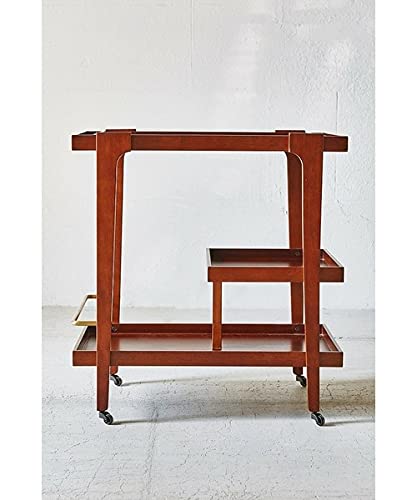 Image of Sheesham Wooden Folding Bar /Serving /Service Trolley (Teak Wood Shade)