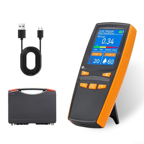 Air Quality Monitor, Portable O3 AQI Detector with Real-Time Alarms & 2.8-Inch Color LCD for Home and Industrial Use