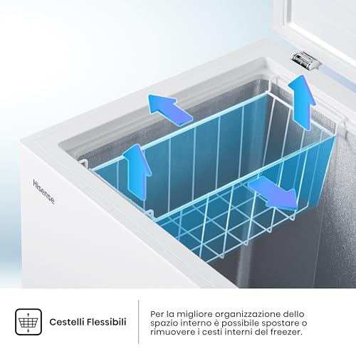 Hisense HCF145E NUOVO Congelatore a pozzo 141 litri, Super Silenzioso 40 db, classe E, (L*P*A): 60,6×55,9×85,8 cm, Bianco - 4