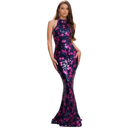 Image of Holographic Sequin Formal Dress Stretch Maxi Prom Evening Gown