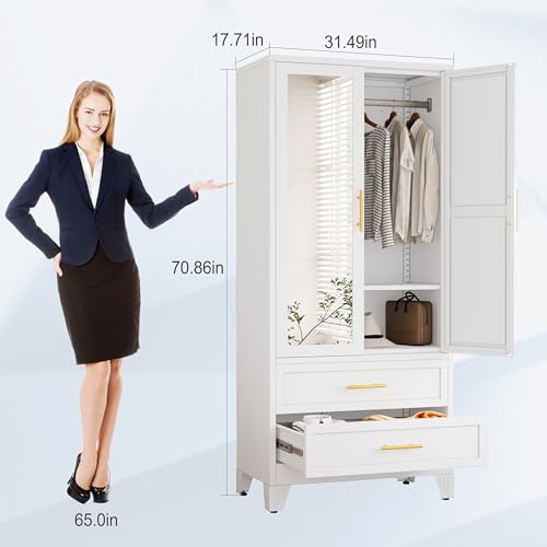 image for erosoei Metal Armoire Wardrobe Closet, 71 