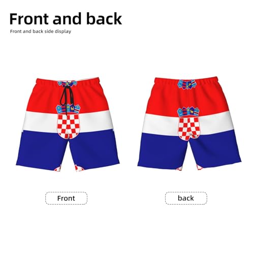 Republic of Croatia Flag X-Large Youth Beach Pants, Soft and Breathable, with Drawstring Waist, Suitable for Sports and Leisure. Black2