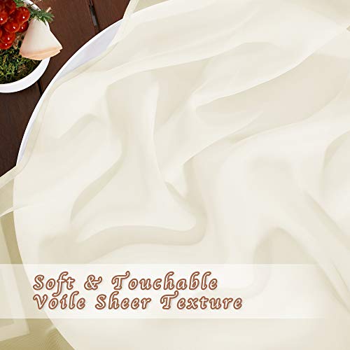 Image of NICETOWN Sheer Curtains for Kitchen - Solid Window Treatment Voile Panels for Bedroom (One Pair, W54 x L63, Cream Beige)