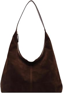 Jusavie Suede Crescent Shoulder Bag for Women - Versatile Tote Crossbody Satchel Purse for Work, Travel, College (15.4x9.8x3.9")