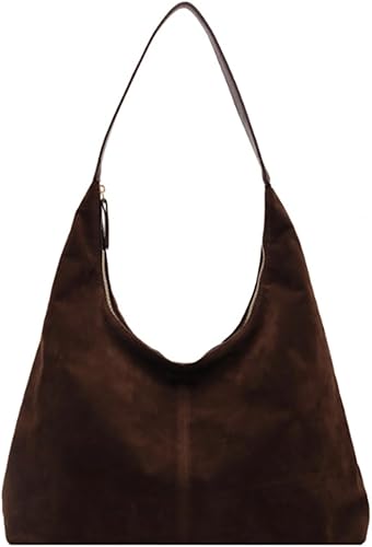 Miniatura 15 de Bolso de hombro de ante moderno para mujer, bolsa de mano, bandolera, bolso con asa superior, bolso para viajes, universidad, trabajo B Pu Beige