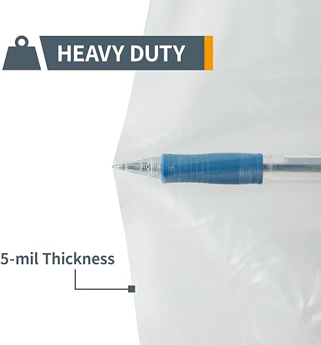 Miniatura 2 de POWERTEC 70009 Bolsa de recolección de polvo de plástico transparente, 19-12 pulgadas de diámetro x 33 pulgadas, paquete de 5 bolsas colectoras de