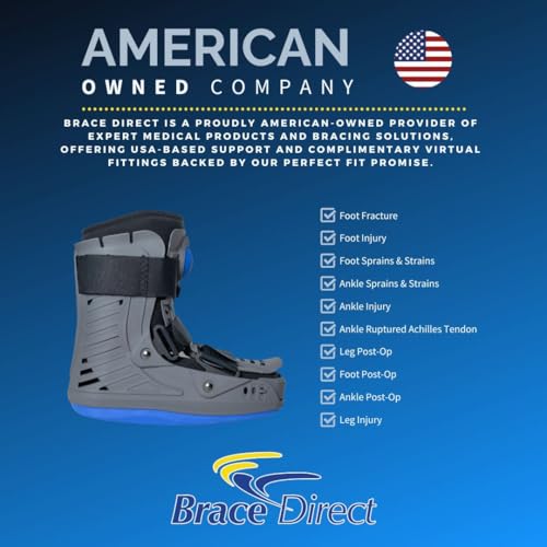 Brace Direct Pneumatic Walking Boot - Short Lightweight Air CAM Orthopedic Boot with OSHA Toe Guard for Foot Fractures, Ankle Injury, Sprains (Small - US Shoe Size Men 4.5-7 / Women 6-8)