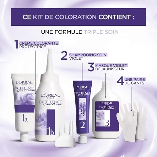 Coloration Permanente 7.11 Blond Ultra Cendré Triple Soin Couvre 100% Cheveux Blancs Excellence 'oreal Paris La Boîte - vue 7