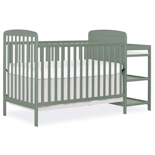 Image of Dream On Me Anna 4 in 1 Full Size Crib and Changing Table Combo in Meadow Green, Greenguard & Baby Safety Alliance Certified, Converts from Baby Crib to Toddler Bed and Day Bed