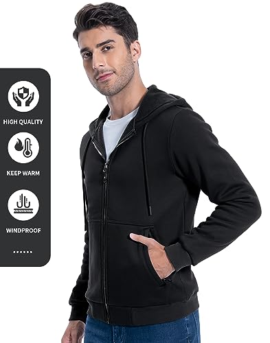 Pioneer Camp Zip Up Hoodie Men Fleece Lined with Zipper Pocket Heavyweight Hooded Sweatshirt Loose Fit Winter Active Jacket2