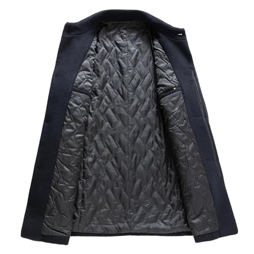 Men's Autumn Winter Warm British Style Stand Collar Trench Coat Business Casual Wool Blend Overcoat3