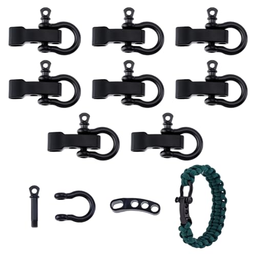 UNICRAFTALE 10 Ensembles De Fermoirs À Vis Noir Réglables Pour Bracelet De Survie Attaches Métalliques D-Shackle Ancres Arc Métal Boucles Pour Création De...