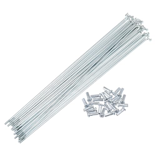 X AUTOHAUX 24pcs 13G J Bend Bicycle Galvanized Spokes 230mm 9.06" Cycle Spokes with Brass Nipples Steel Spokes for Mountain Bike MTB