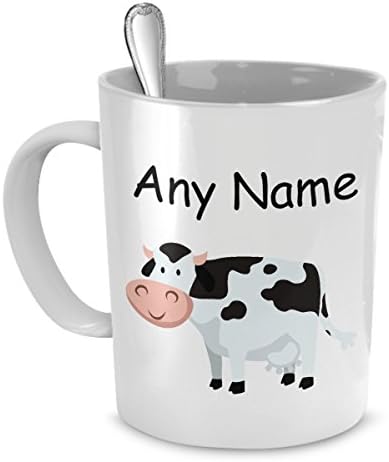 Personalised Gift - Cow Mug - Customise Name Message - Tea Coffee Cup