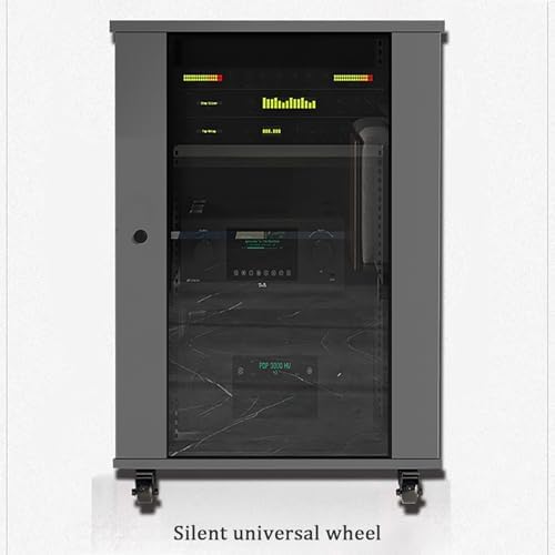AV Storage Cabinet with Adjustable Shelves, Mobile Media Stand, TV & Electronics Rack, Gray with Stylish Door Design (22"x22"x25")