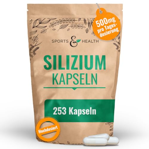 Silizium Hochdosiert Kapseln 253 Silizium Kapseln Silicium aus Hochwertigem Bambusssprossenextrakt Silica Hochdosiert - 500mg pro Tagesdosierung