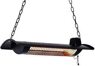Star Patio Electric Patio Heater, Outdoor Heater, 750W/1500W Ceiling Infrared Heater with Rectangular Shape, Black, Silent Heating Hanging Patio Heater, IP44 Waterproof Outdoor Heaters, STP2066-C