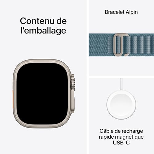 Apple Watch Ultra 3 GPS + Cellular 49mm Natural Titanium Case with Light Blue Alpine Loop - Small by Apple - Image 6
